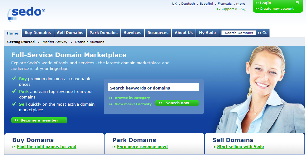 Sell quickly. Программа sedo. Buying and selling domain names.